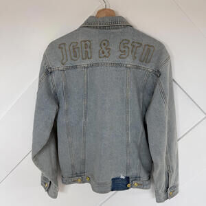 JGR & STN Jagger and Stone Denim Jacket Embroidered Light Wash Blue